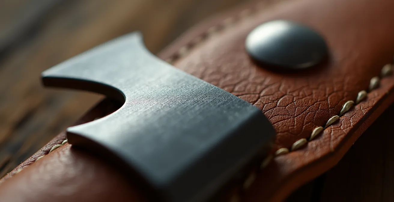 Détail macro de textures contrastées cuir et métal